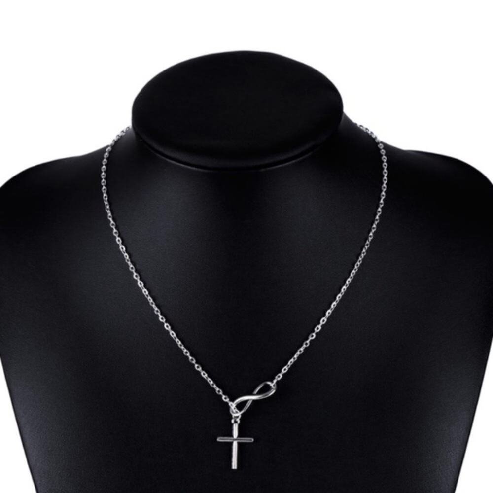 Cross Infinity Necklace Silver Color - Picture 2 of 3